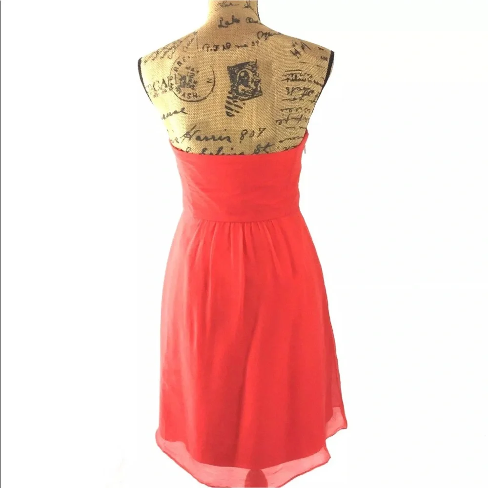 J.‎ Crew Silk Dress 6 Red Orange Strapless